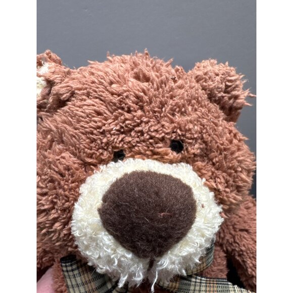 Goffa Int. Adorable Brown Plush Teddy Bear With Plaid Bow Tie For Children Ages - Picture 8 of 8